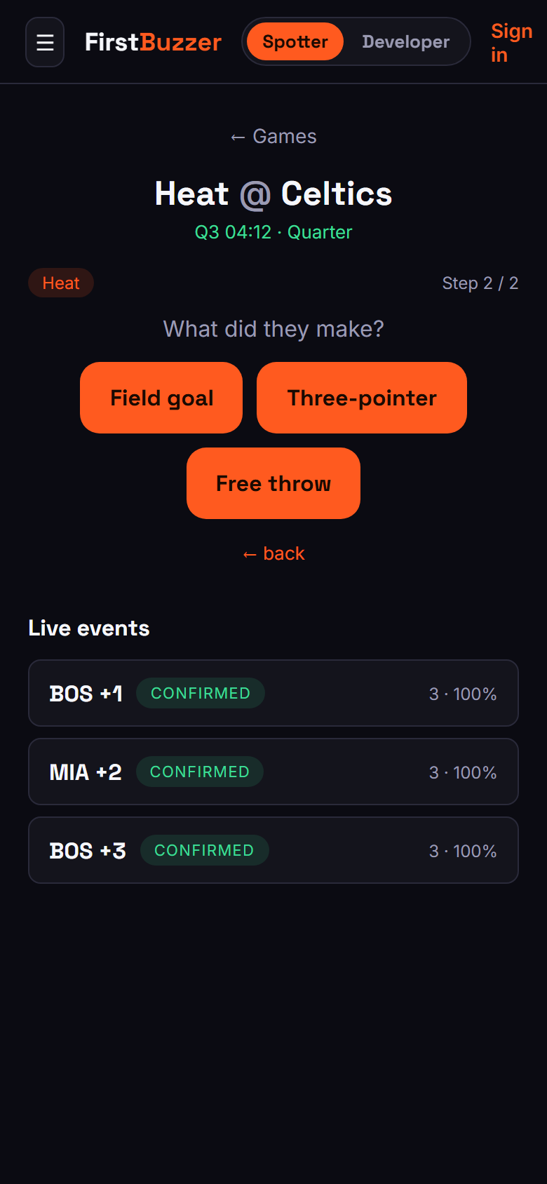 Reporting a score
